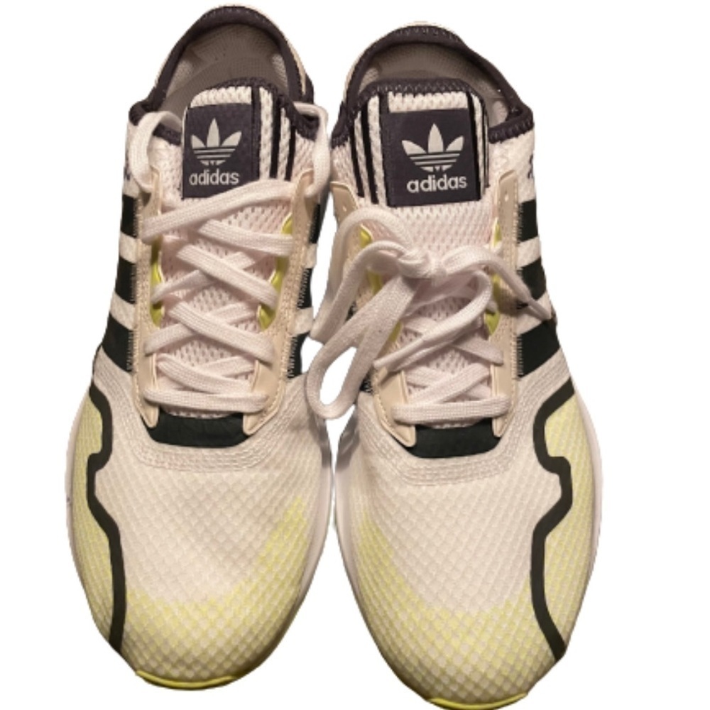 Mens Adidas Athletic Shoes. Size 9-Black/White/Neon Yellow.